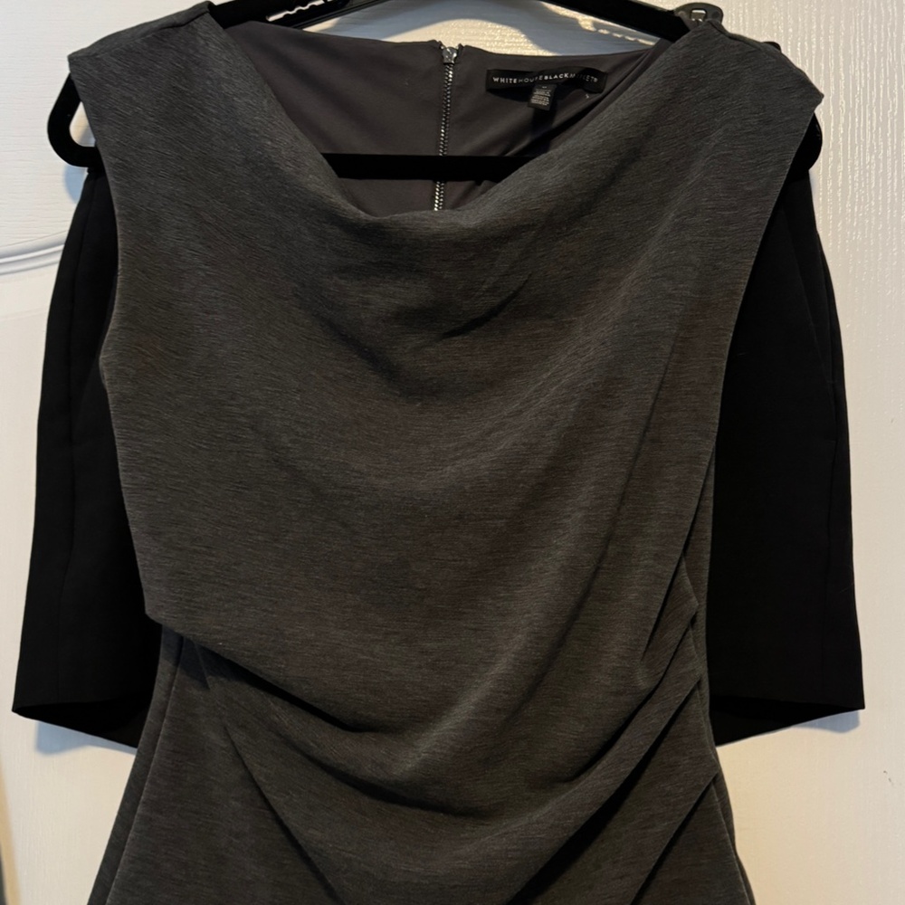 White House Black Market Grey Sleeveless Cowl Neck Top